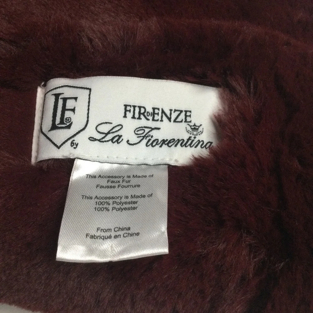 LA FIORENTINA FAUX FUR INFINITY SCARF BURGUNDY OS NWOT